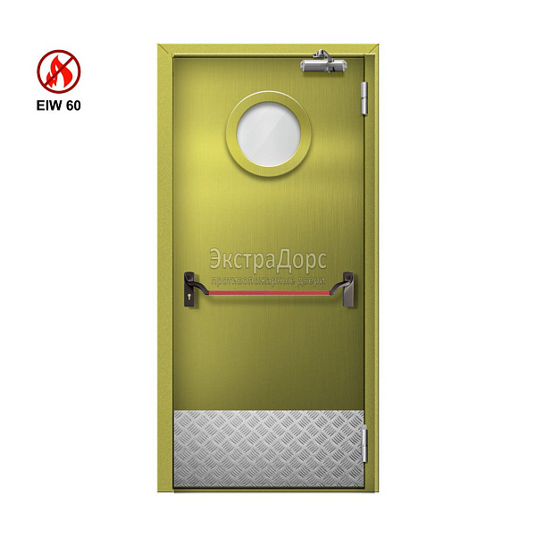 Противопожарная дверь EIW 60 ДОП-01-EIW-60 ДП54 однопольная остекленная стальная с антипаникой в Балашихе  купить