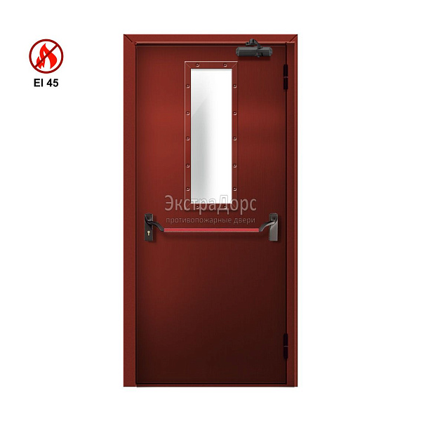 Противопожарная дверь EI 45 ДМП-01-EI45 ДП148 однопольная остекленная с антипаникой в Балашихе  купить